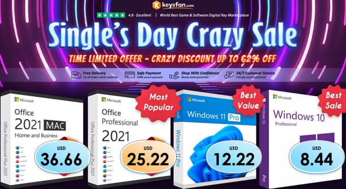 Cheap and genuine Windows 10 and Office 2021 keys from  – Keysfan 11.11 deal