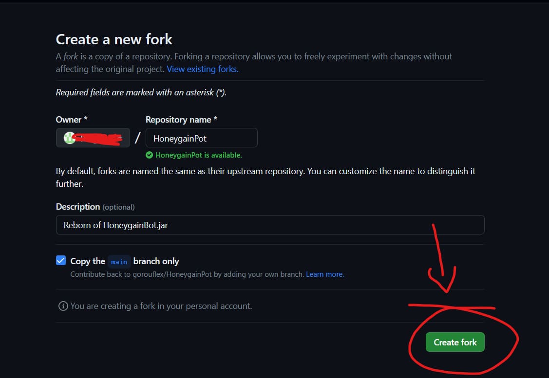 fork repo về