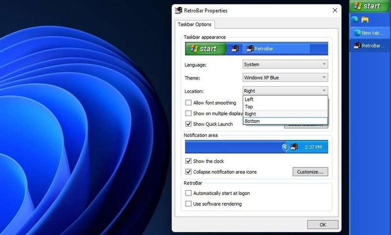 How to restore the Windows 95 and XP taskbar