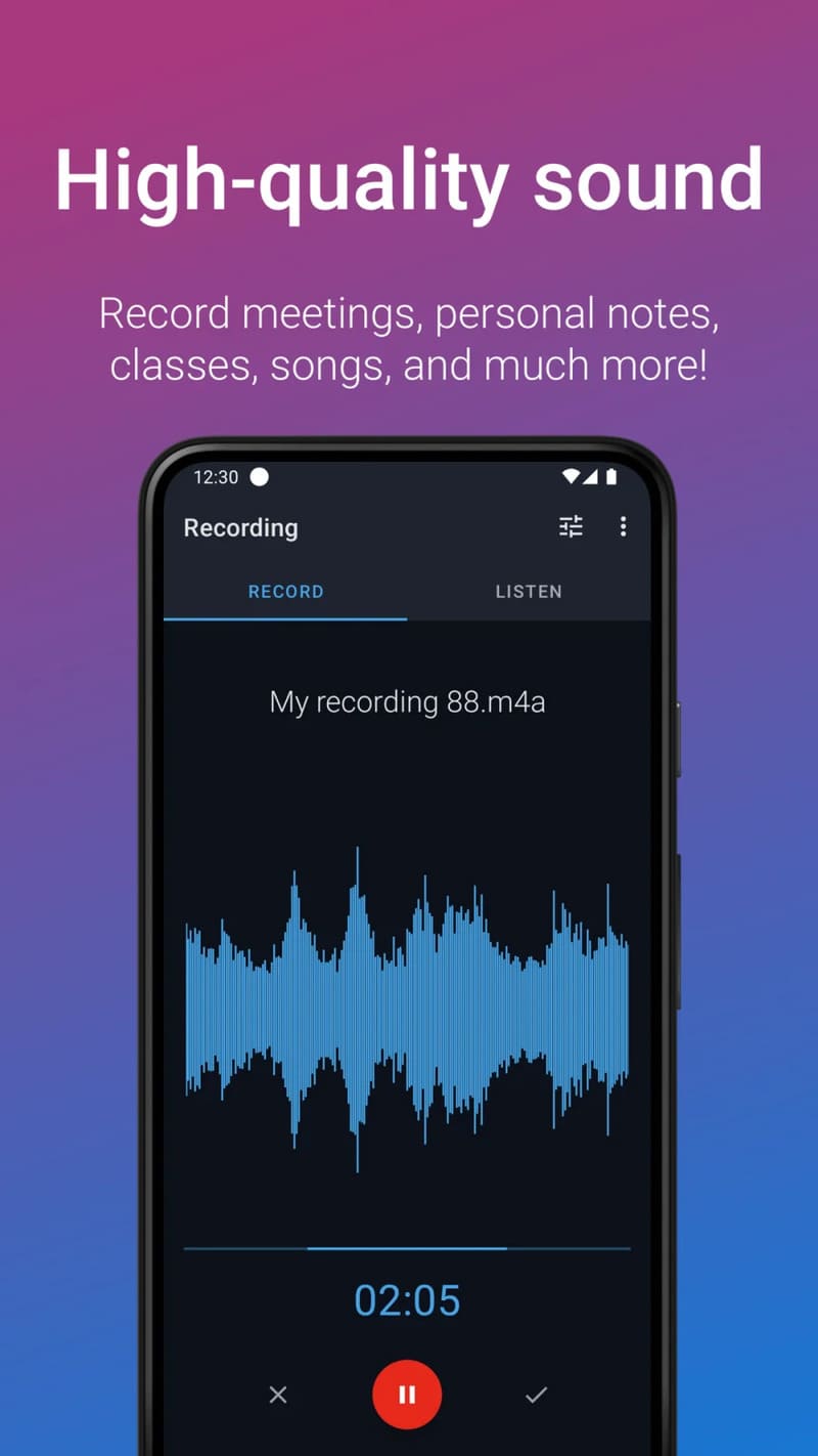 Voice recording application on phone