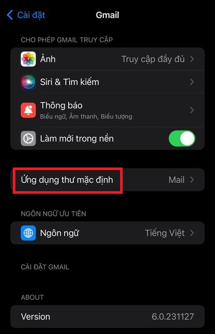 Change default Email on iPhone