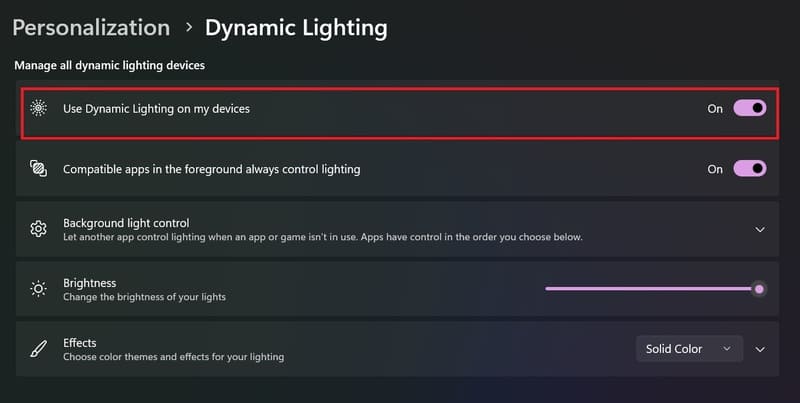 Dynamic Lighting