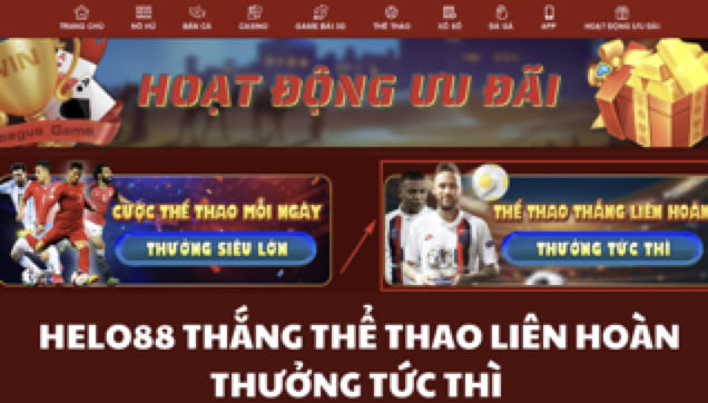 Helo88   Thắng thể thao liên hoàn, thưởng tức thì