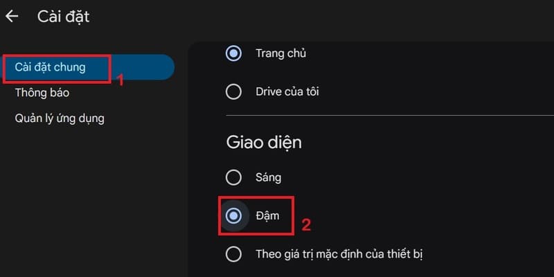 bật Dark Mode cho Google Drive