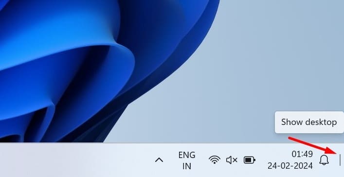 How to display the Show Desktop button