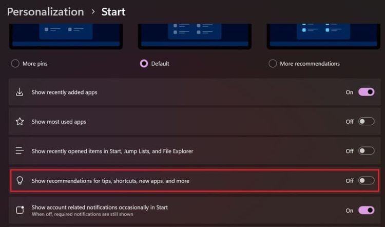 How to turn off ads on Windows 11 Start Menu - AnonyViet - English Version