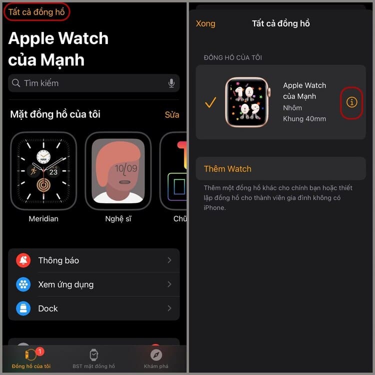 The letter i on Apple Watch