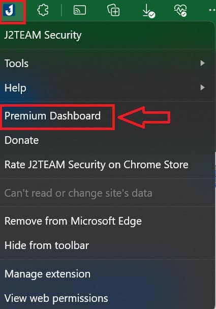 Right-click and select 'Premium Dashboard'