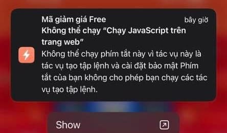 Hiện lỗi không thể chạy phím tắt