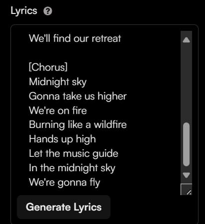 Gõ lời bài hát vào ô Lyrics