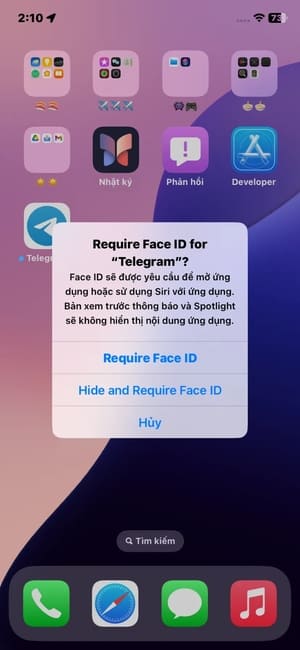 Chọn Hide and Request with Face ID