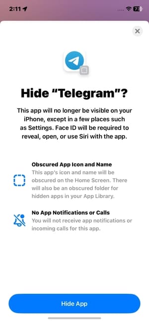 Chọn Hide App