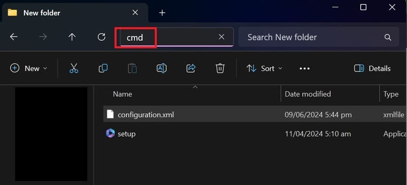 Type cmd in the Search bar