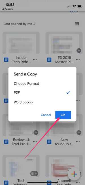 Choose between PDF or Word format