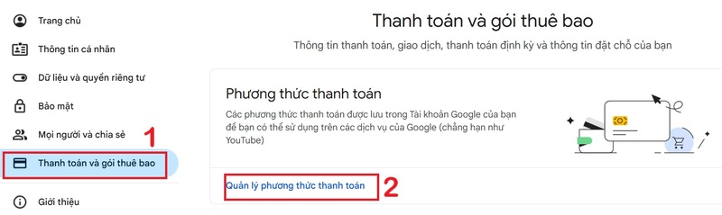 Chọn Quản lý phương thức thanh toán.