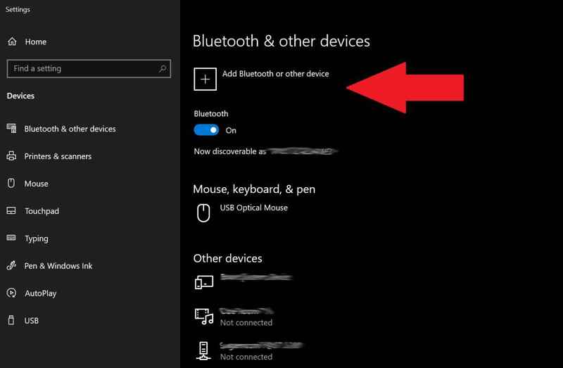 Click Add Bluetooth or other device