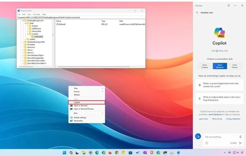 Các bước thêm Copilot vào menu chuột phải trên Windows 11