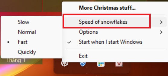 Chọn tốc độ tuyết rơi