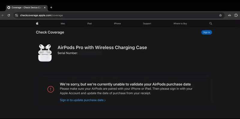 Use the model number and number of the Airpods charging box