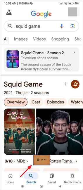 Gõ từ khóa “Squid Game”