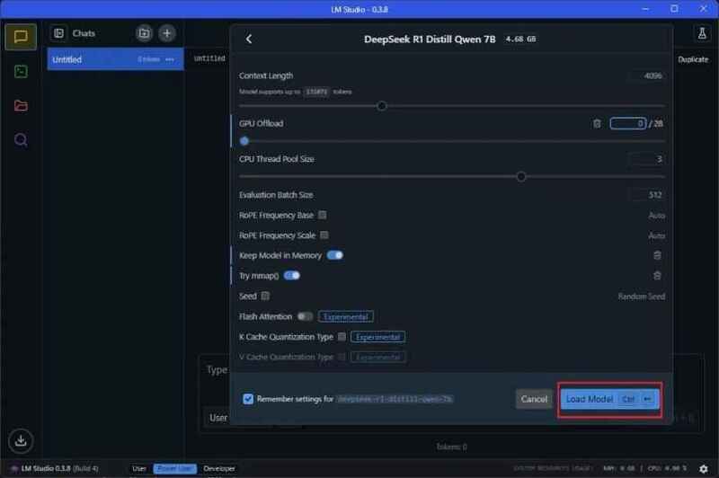 Nhấn Load Model