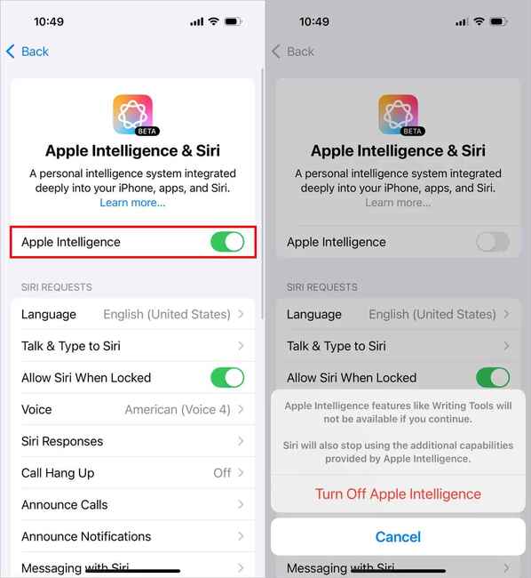 Cách tắt Apple Intelligence hoàn toàn