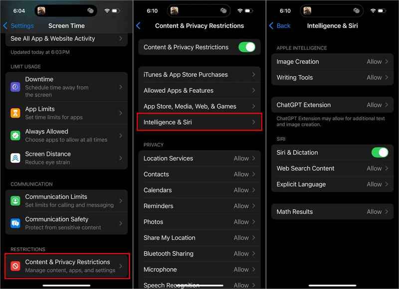 Cách tắt Apple Intelligence thông qua Screen Time