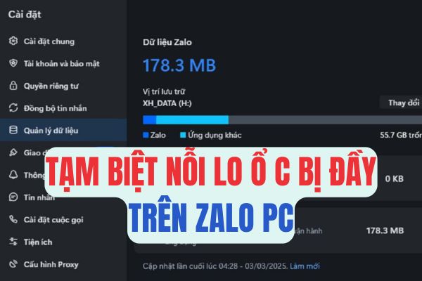 Zalo PC allows moving the archive folder: Solution when the drive C is full