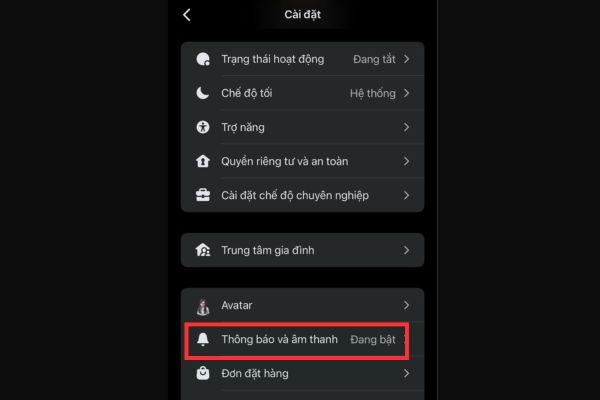 Cách chặn lời mời tham gia kênh cộng đồng Messenger đơn giản 10 Chọn mục Thông báo và âm thanh