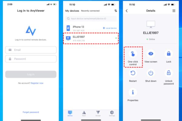 AnyViewer: Điều khiển máy tính từ xa trên Android siêu dễ dàng 10 Chọn PC trong danh sách