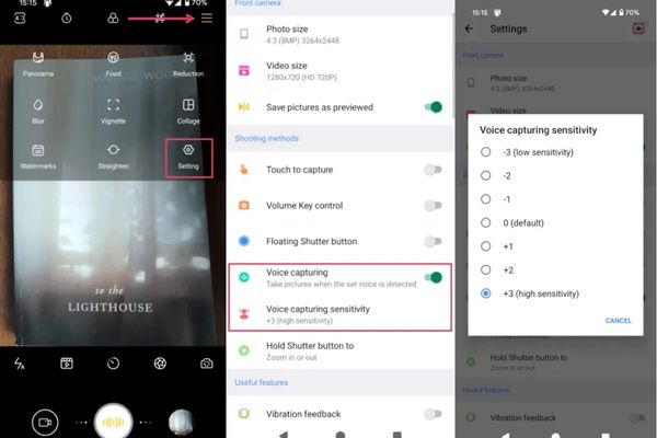 Chụp ảnh selfie dễ dàng với Palm Timer trên Android 13 Bật Voice capturing