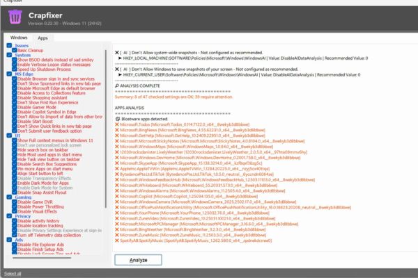 Crapfixer: Giải pháp tối ưu hóa Windows 11 vừa đơn giản mà hiệu quả 13 Nhấp vào nút “Analyze”