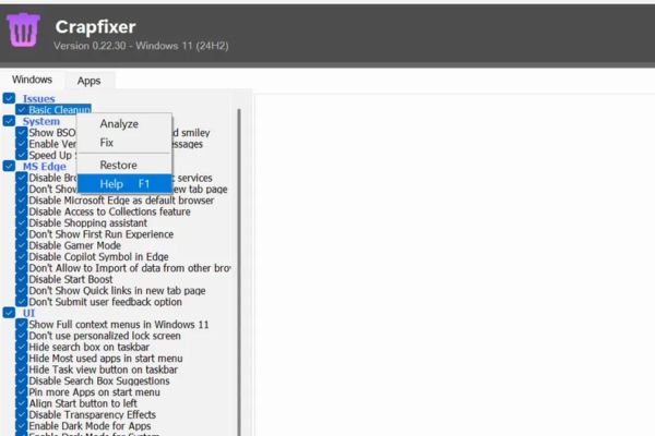 Crapfixer: Giải pháp tối ưu hóa Windows 11 vừa đơn giản mà hiệu quả 14 Nhấp chuột phải vào nó và chọn “Help”