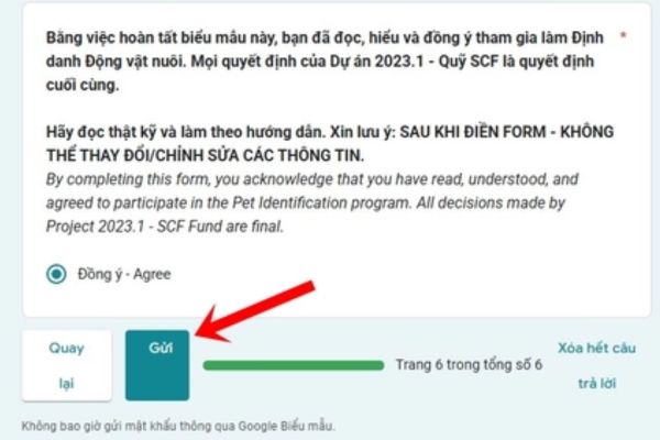 Hướng dẫn đăng ký Thẻ định danh thú cưng 11 Nhấn nút Gửi
