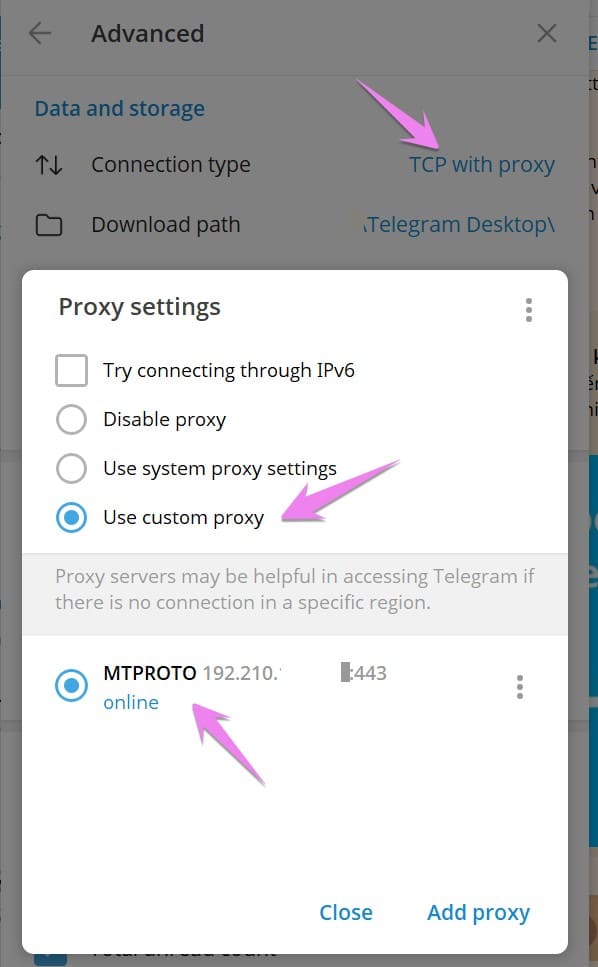 kiem tra proxy telegram