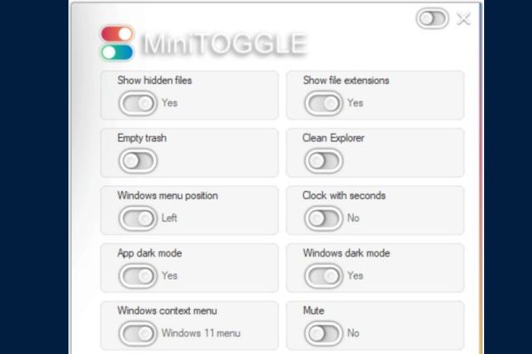 MiniToggle: Bật/tắt các cài đặt Windows chỉ với 1 cú click 4 Giao diện tinh tế, thân thiện với mọi người dùng