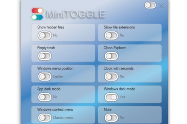 MiniToggle: Bật/tắt các cài đặt Windows chỉ với 1 cú click 6 MiniToggle: Nhỏ mà có võ