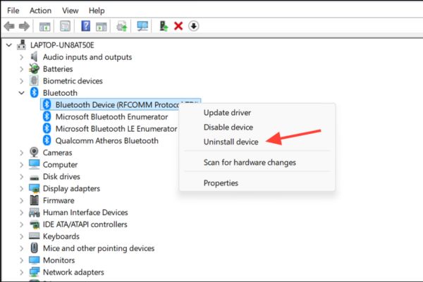 Click chuột phải vào adapter rồi chọn Uninstall device