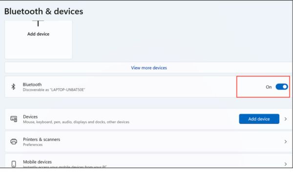 Vào Settings > Bluetooth & devices