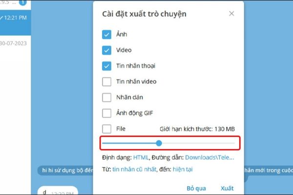 Kéo thanh trượt Giới hạn kích thước