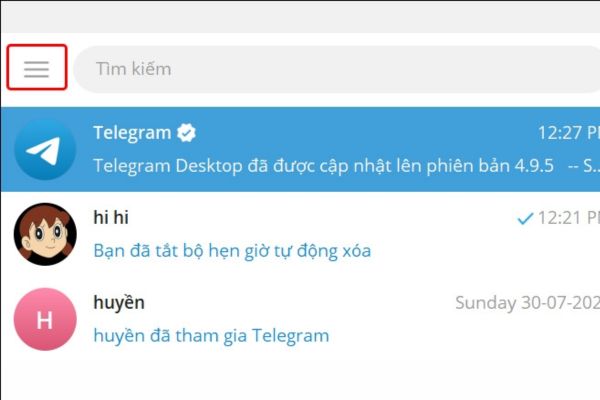 Nhấp vào biểu tượng ba đường ngang