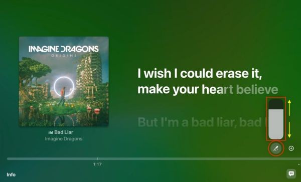 Hướng dẫn hát Karaoke với Apple Music Sing 20 Điều chỉnh âm lượng giọng ca sĩ