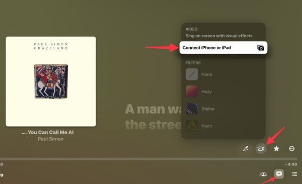 Hướng dẫn hát Karaoke với Apple Music Sing 21 Chọn Kết nối iPhone hoặc iPad