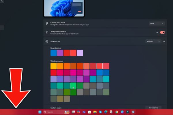 Cách đổi màu thanh Taskbar