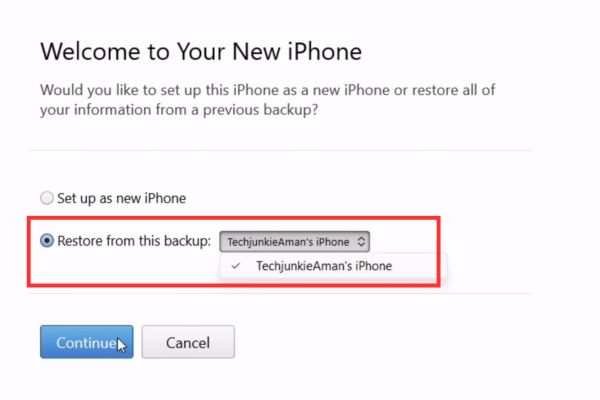 Cách hạ cấp từ iOS 26 beta xuống iOS 18.5 không mất dữ liệu 40 Chọn Restore from this backup