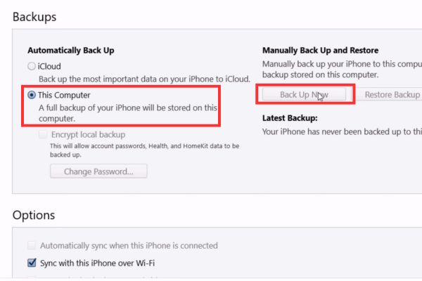 Cách hạ cấp từ iOS 26 beta xuống iOS 18.5 không mất dữ liệu 28 Nhấn vào nút Sao lưu bây giờ (Back Up Now)
