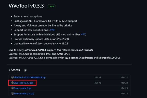 Tải ViveTool