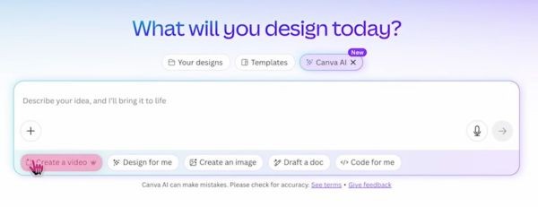 Hướng dẫn cách tạo video Veo 3 trên Canva 14 Chọn ngay nút Create a video