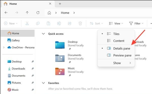 Chọn chế độ Details