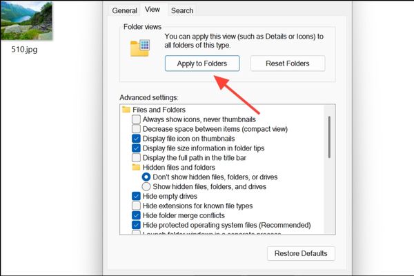 Nhấn Apply to Folders
